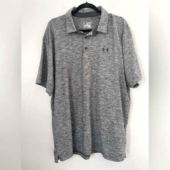 Under Armour men’s Heathered gray short sleeve polo size loose fit 2X  - Picture 1 of 6